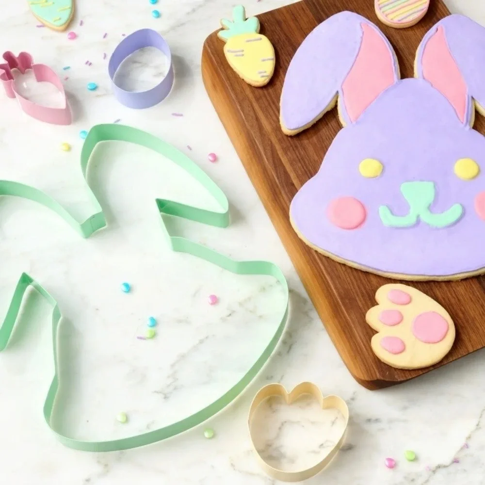 Way to Celebrate‎ Easter Cookie Cutter Set 4pc Bunny Carrot Egg Paw Pastel Metal
